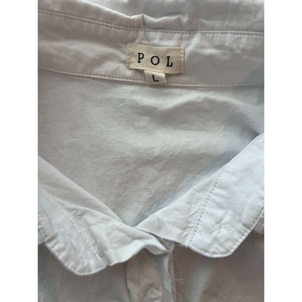 POL Cheetah Print Long Sleeve Button Down Shirt White Pockets Oversized Size L - Picture 8 of 10